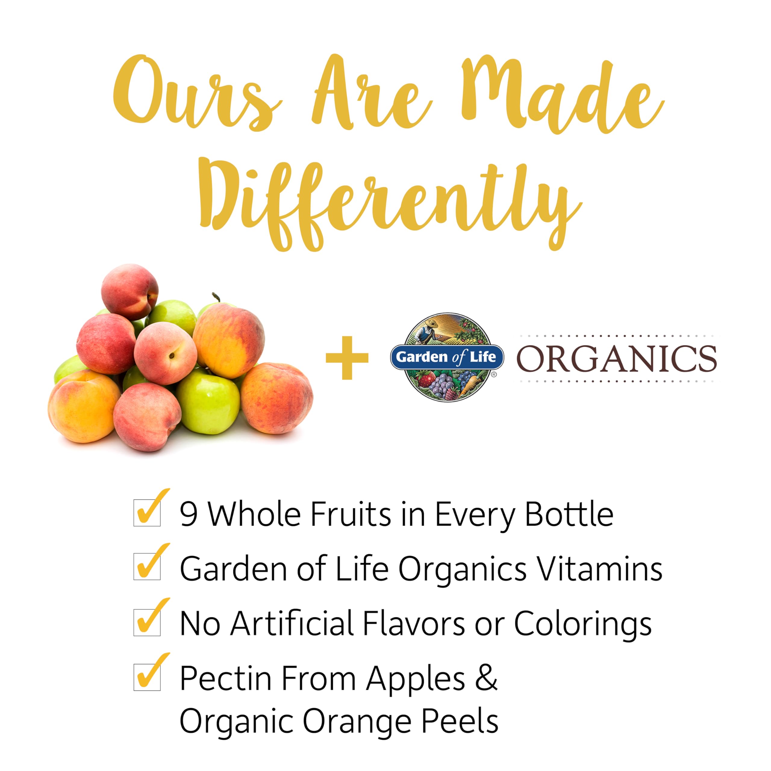 Label detail of Garden of Life Organics Men’s Multi Gummies focusing on certifications