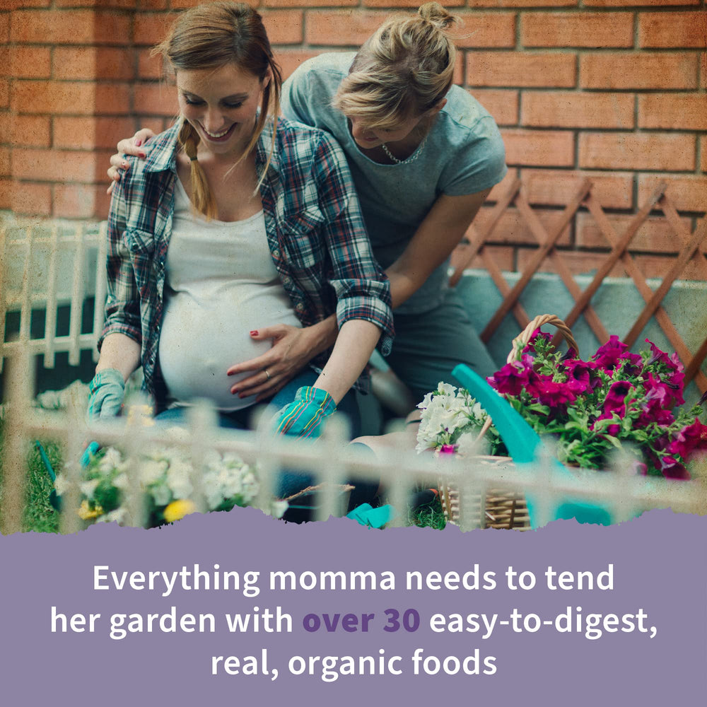 Garden of Life Organics Prenatal label highlighting organic certification and ingredients.