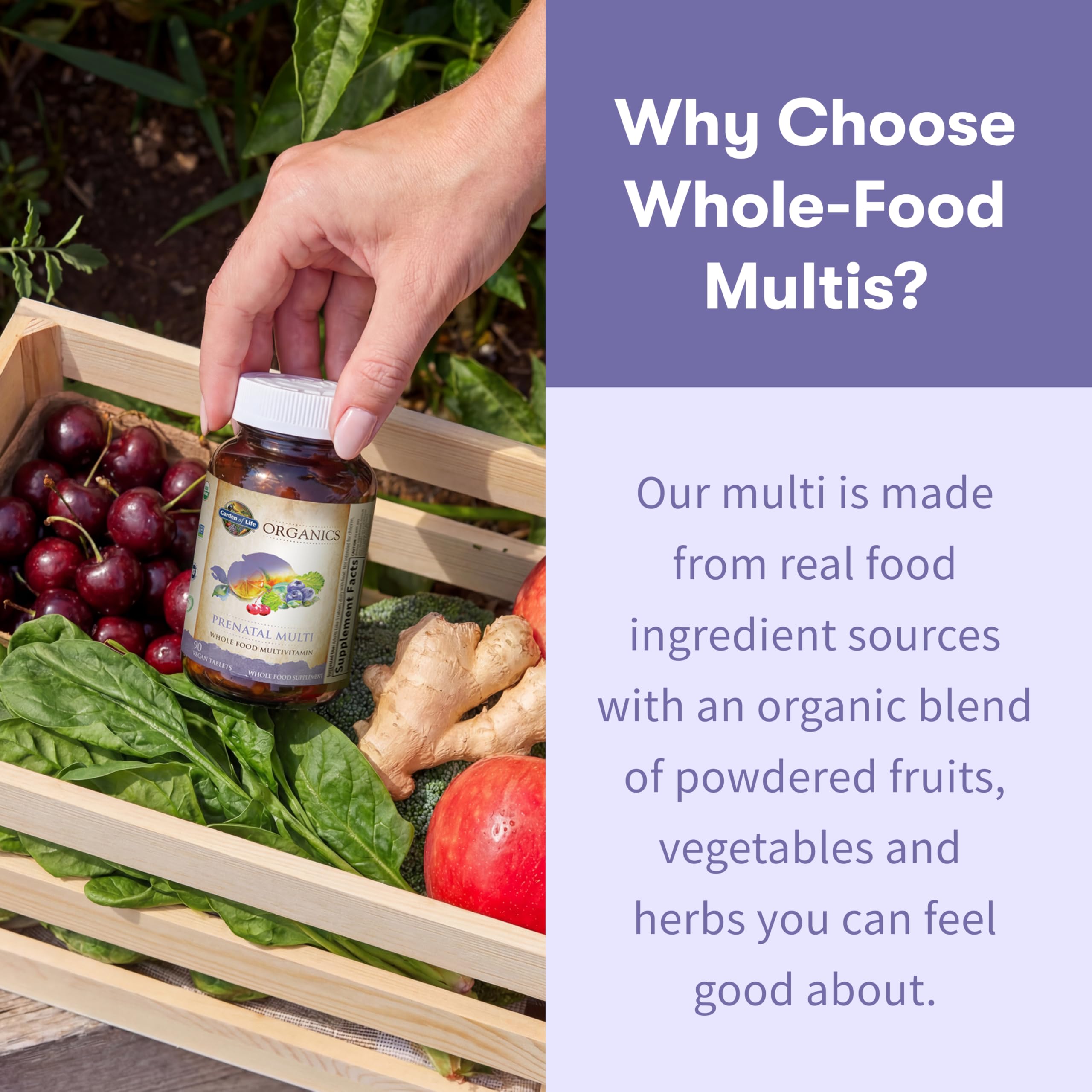 Garden of Life Organics Prenatal Multi organic certification badge visible