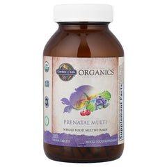 Garden of Life Organics Prenatal packaging noting vegan D3 from lichen.