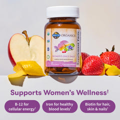 Garden of Life Organics Women's Multivitamin label with certifications and organic sourcing
