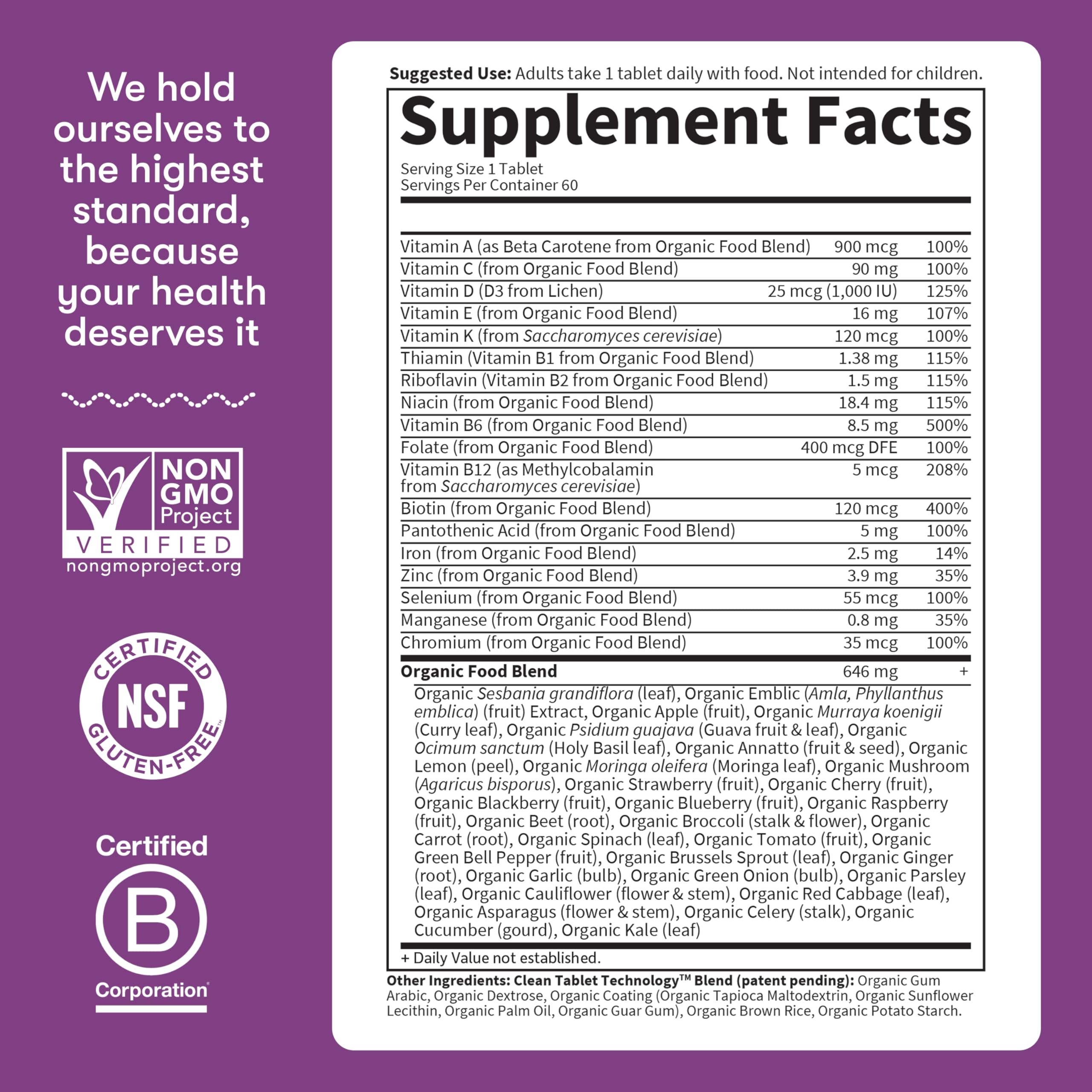 Garden of Life Organics Women's Multivitamin vegan D3 from lichen visual