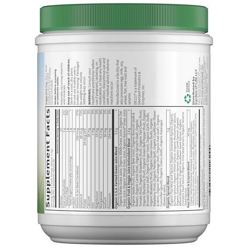 Garden of Life perfect food powder with measuring scoop in kitchen