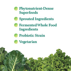 Garden of Life Perfect Food tub with scoop highlights convenient daily greens.