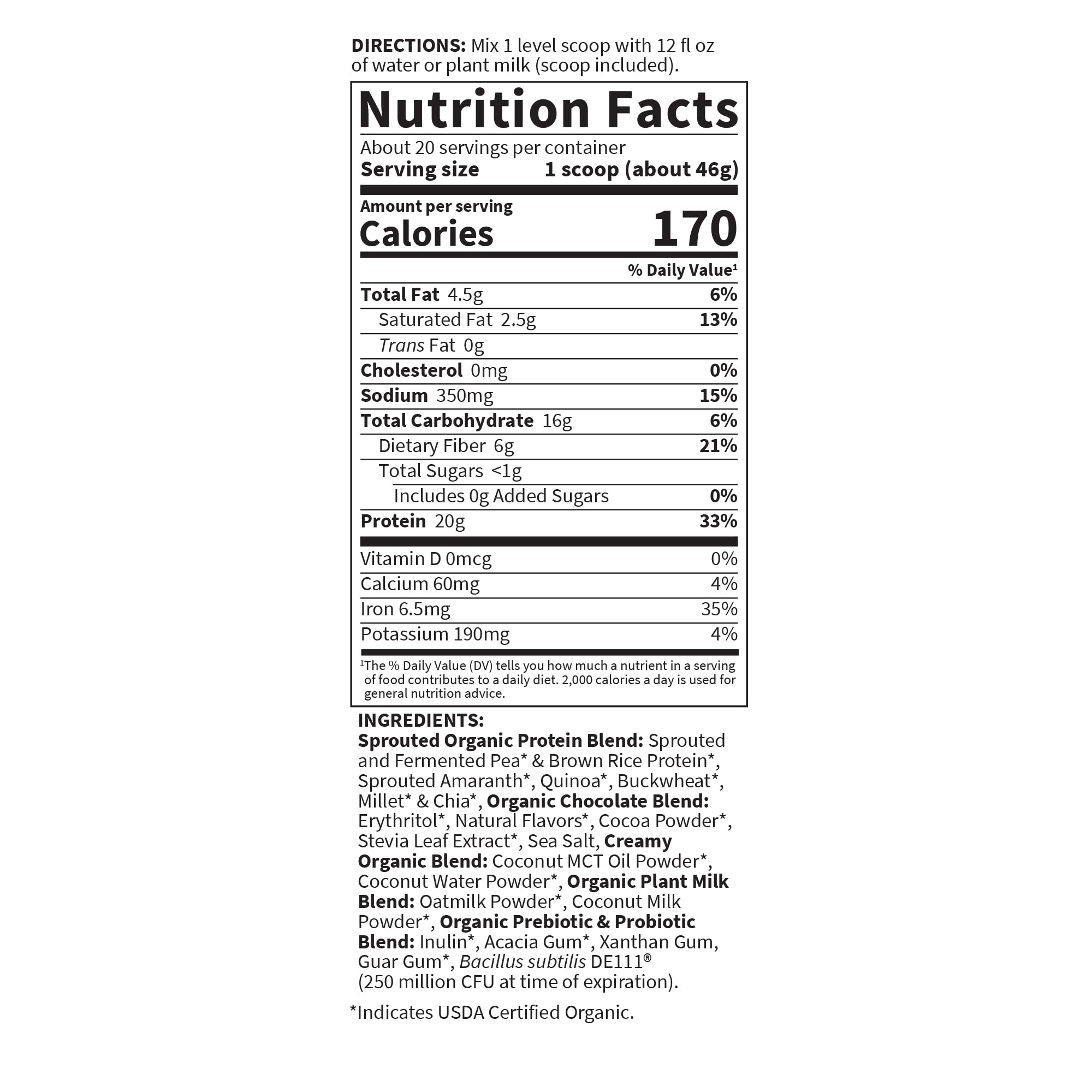 Garden of Life prebiotics paired with protein for fiber-rich shakes.