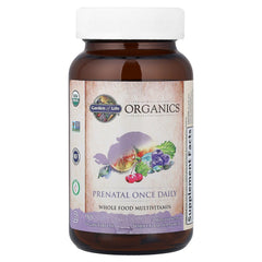 Garden of Life Prenatal ingredients overview with 30+ organic fruits and herbs.