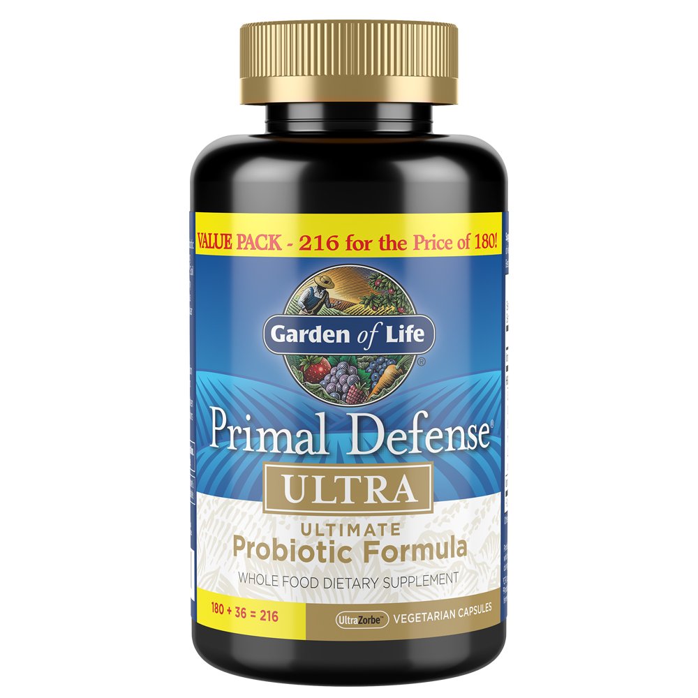 Garden of Life Primal Defense Ultra bottle pour for easy daily probiotic use