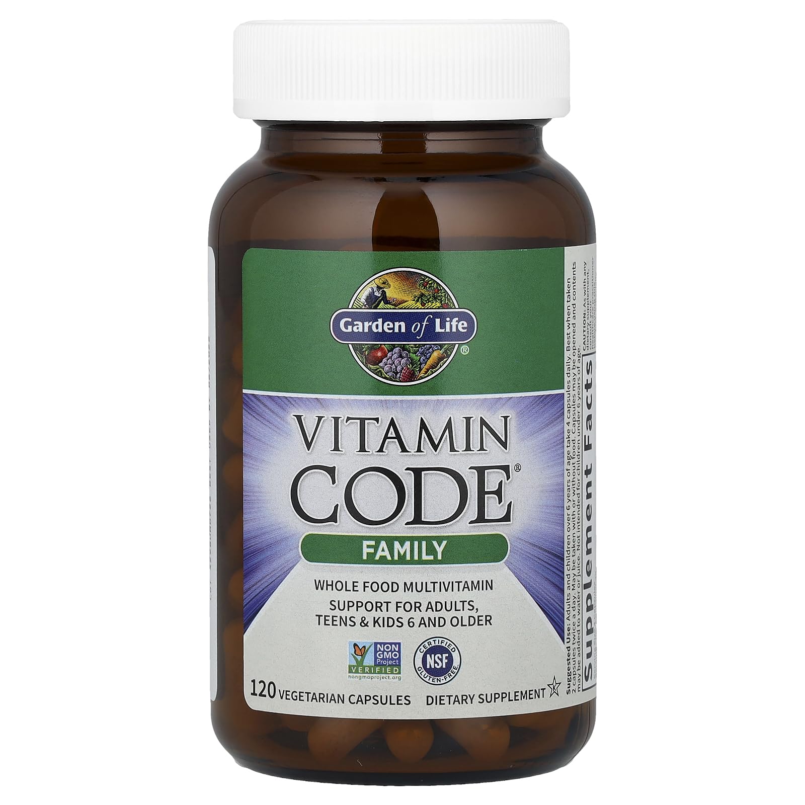 Garden of Life probiotic and enzyme blend inside Family Multi bottle.