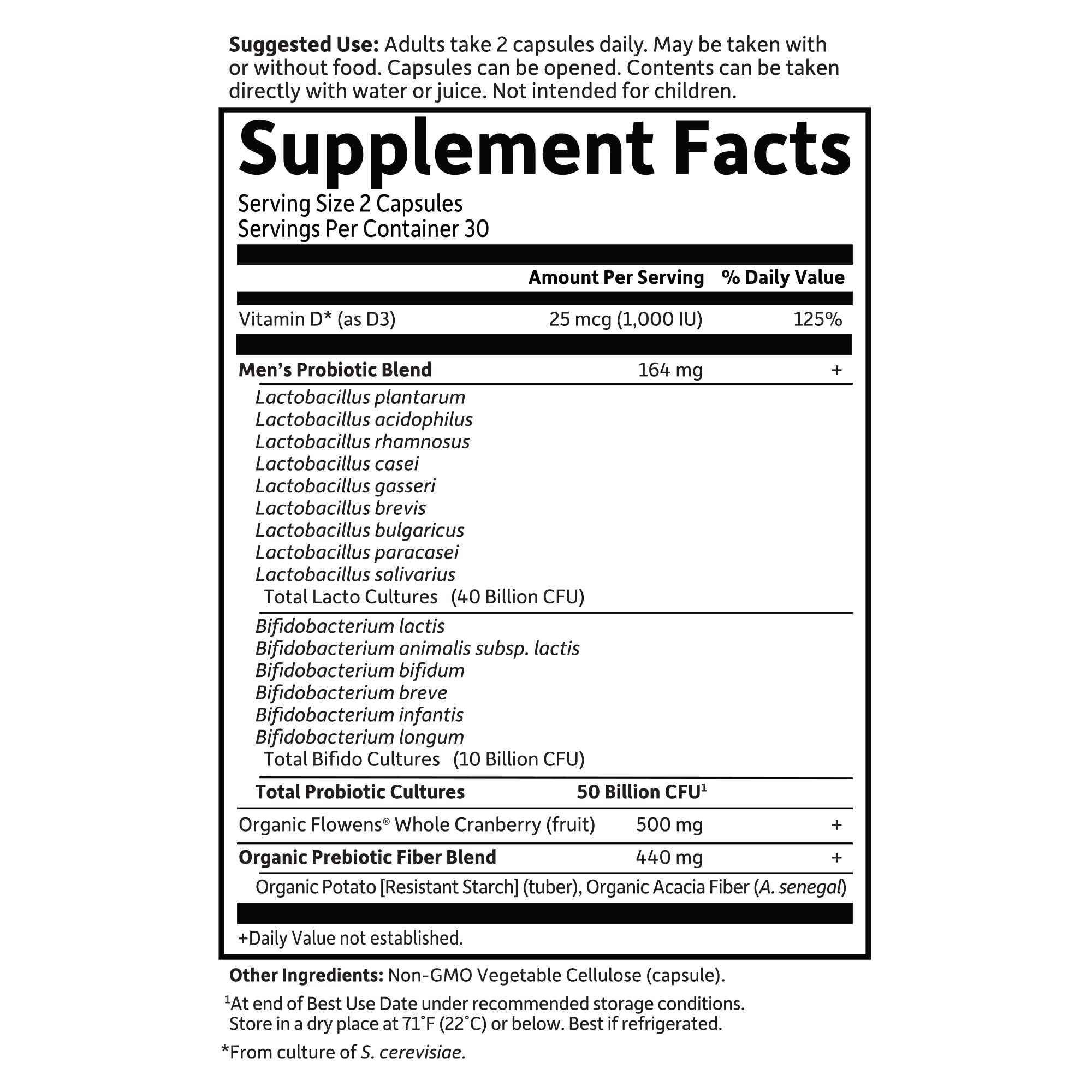 Garden of Life Prostate+ vitamin D3 reference on label for bone support