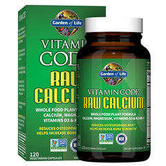 Garden of Life Raw Calcium bottle highlights algaeCal calcium for bone support and overall wellness