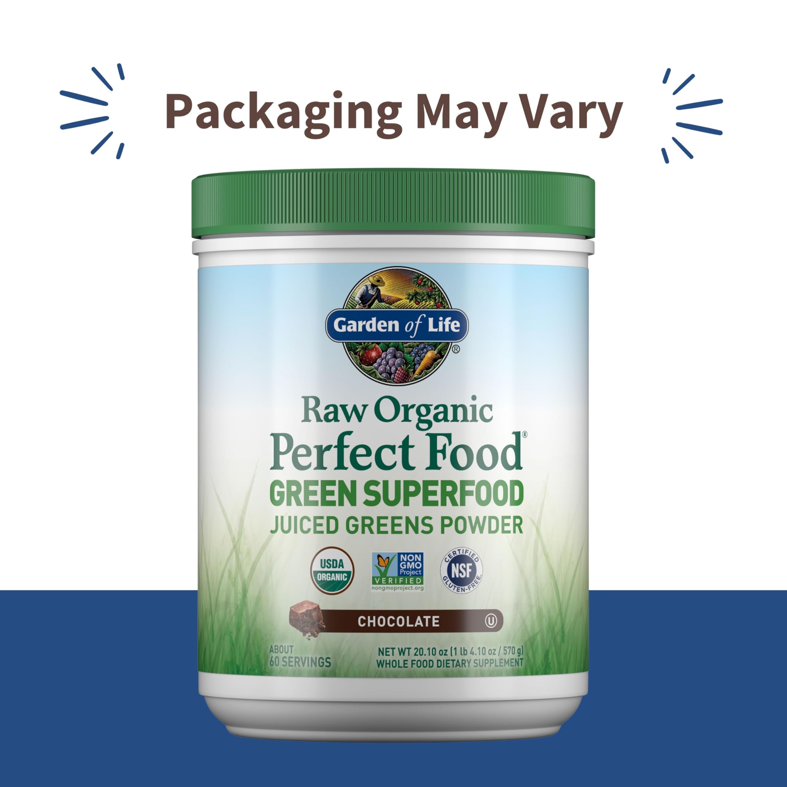 Garden of Life chocolate greens powder scoop for convenient daily veggie intake