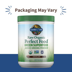 Garden of Life chocolate greens powder scoop for convenient daily veggie intake