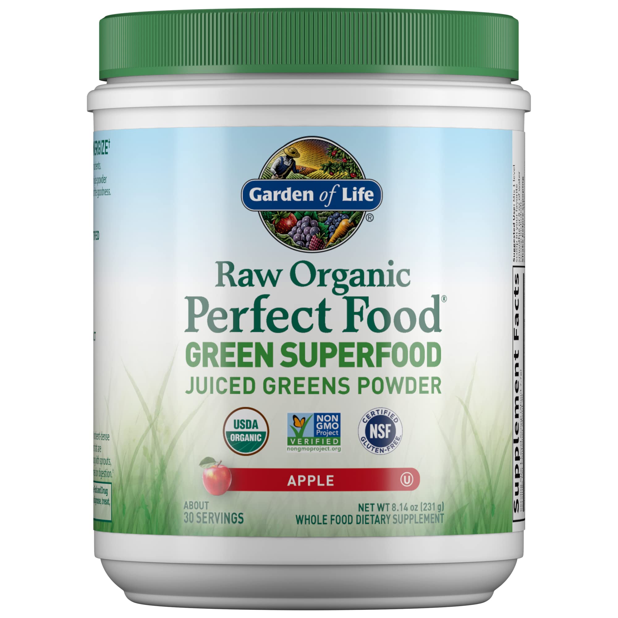 Garden of Life Raw Organic Perfect Food apple bottle with greens booster