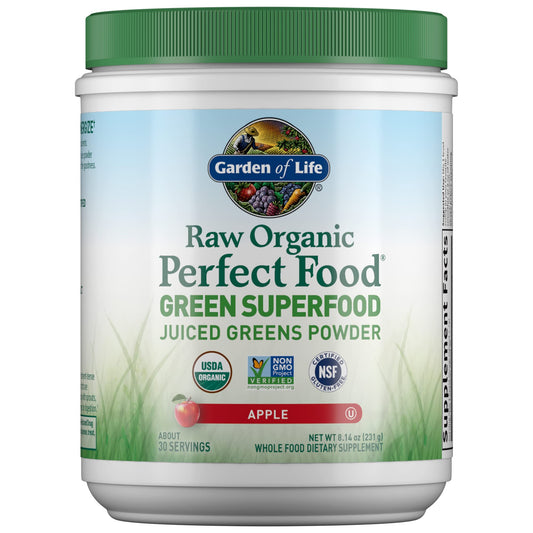 Garden of Life Raw Organic Perfect Food apple bottle with greens booster