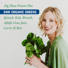 Garden of Life Raw Organic Protein & Greens glass with shake demonstrates easy daily use.