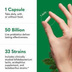 Garden of Life Colon Care capsules poured from bottle onto a clean surface.