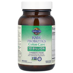 Garden of Life Colon Care label on box highlighting clean ingredients and non-GMO promise.