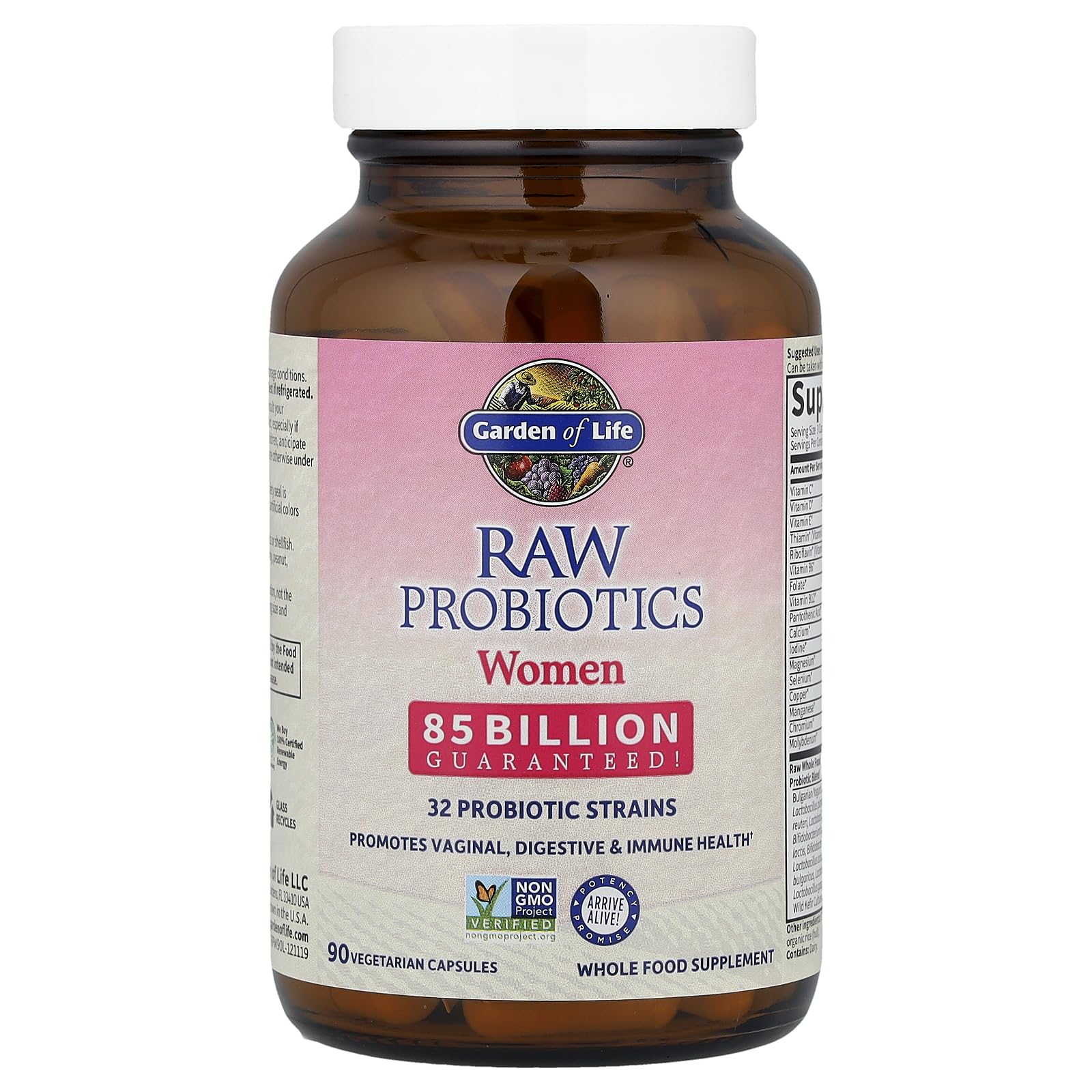Garden of Life Raw Probiotics Women capsules are easy-to-swallow vegetarian capsules