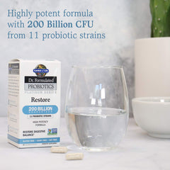 Garden of Life Restore label highlights 200B CFU and 11 probiotics
