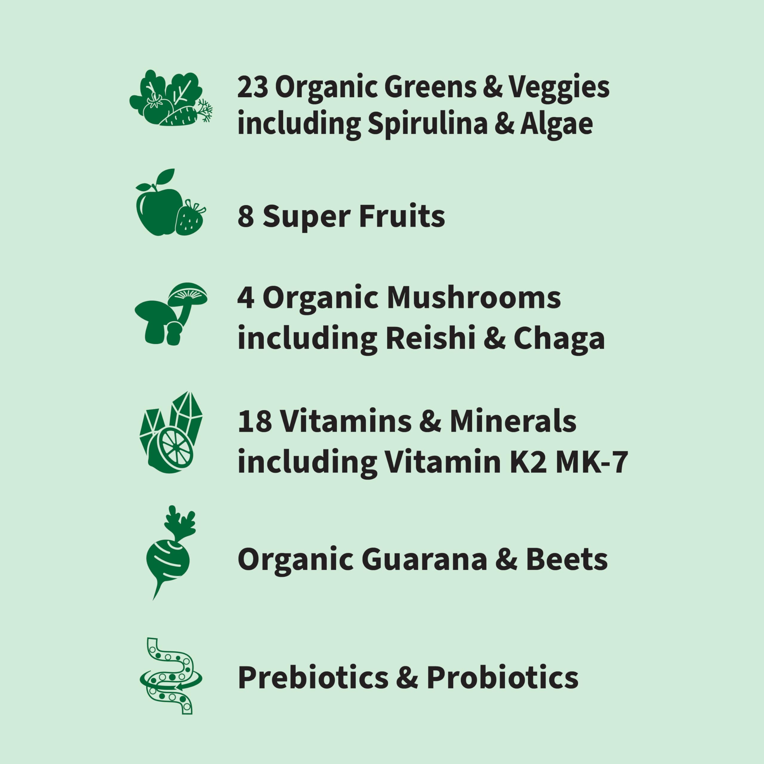 Garden of Life Sport Greens Apple Berry powder scoop, ready to mix into a smoothie.