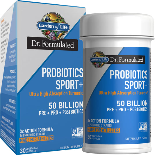 Garden of Life Sport Probiotics bottle front view for athletic gut support.