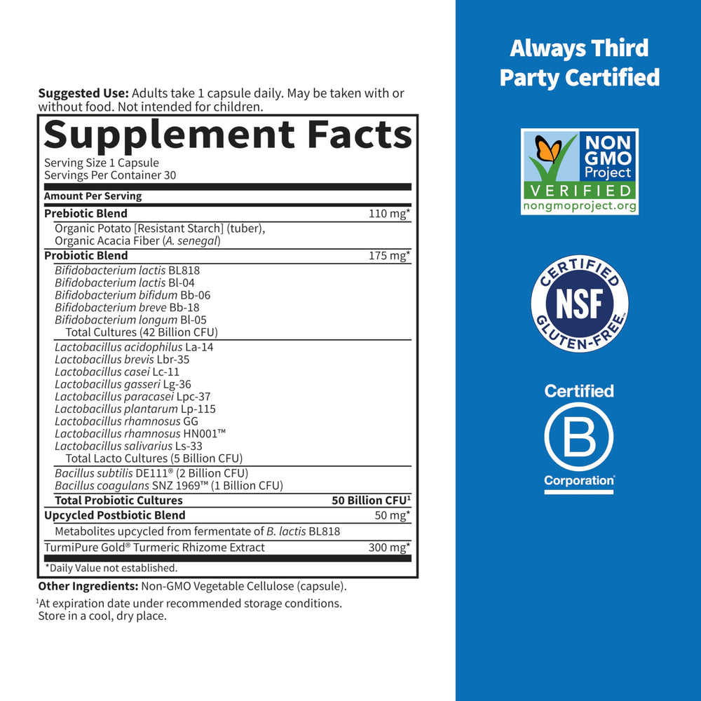 Garden of Life Sport Probiotics postbiotic blend depiction for gut support.