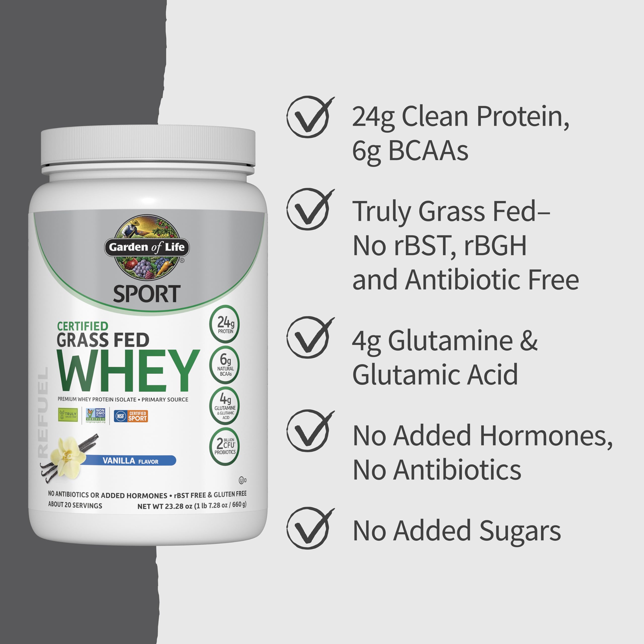Garden of Life SPORT cold-processed whey icon signaling purity