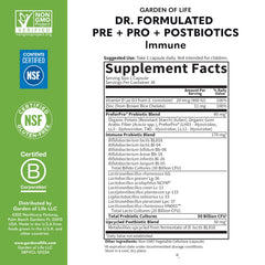 Garden of Life vegan, non-GMO probiotics bottle on shelf.