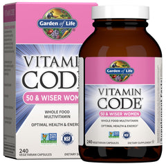 Garden of Life Vitamin Code 50 & Wiser Women bottle front for daily 50+ wellness