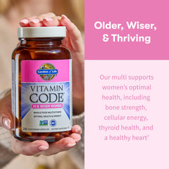 Garden of Life Vitamin Code 50 & Wiser Women 23 raw fruits and vegetables supporting antioxidant nutrition