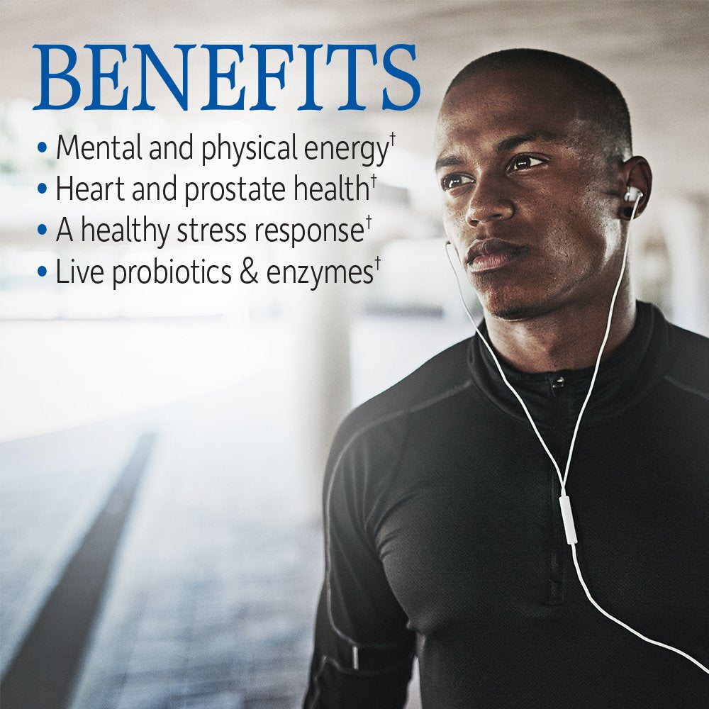Close-up of Vitamin Code Men capsules for easy daily use.