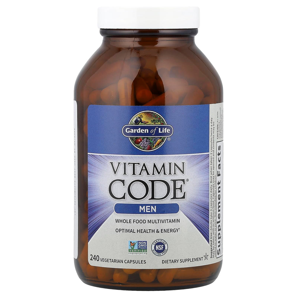 Vitamin Code Men probiotic blend close-up showing gut health support.