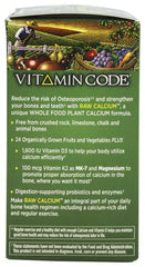 Garden of Life Vitamin Code RAW Calcium nutrition panel close-up.