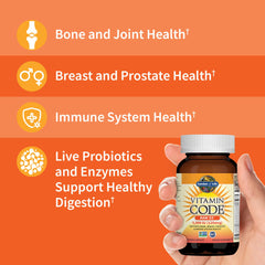 Garden of Life Vitamin D3 with chlorella base highlights natural, whole-food nutrition.