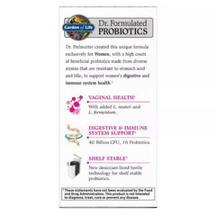 Garden of Life Women's Daily Care Probiotics bottle with L. acidophilus and B. lactis imagery