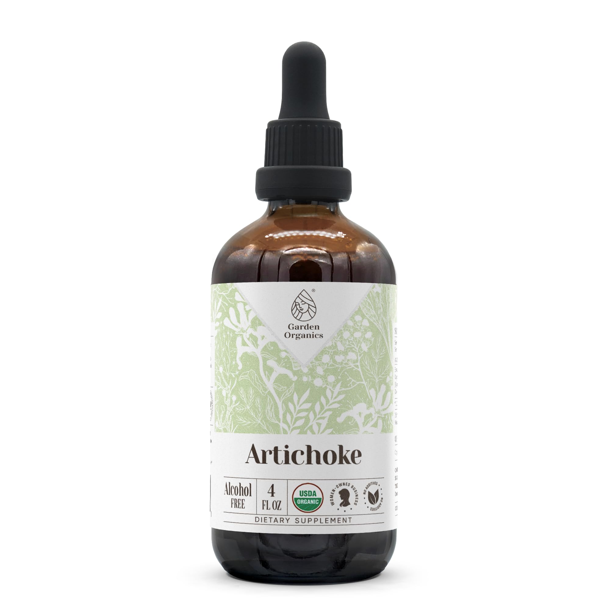 Garden Organics Artichoke extract bottle front view for daily wellness routine.