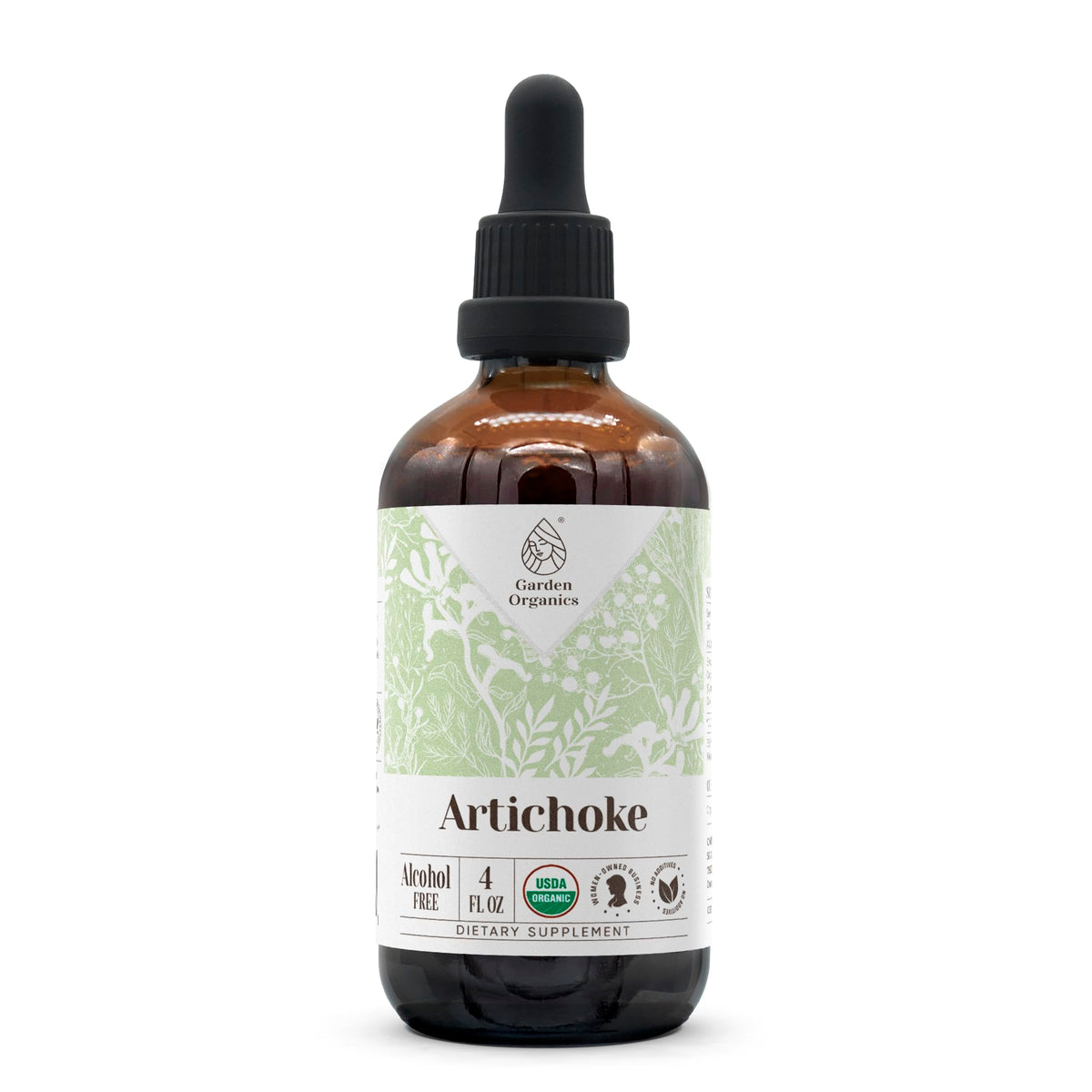Garden Organics Artichoke extract bottle front view for daily wellness routine.