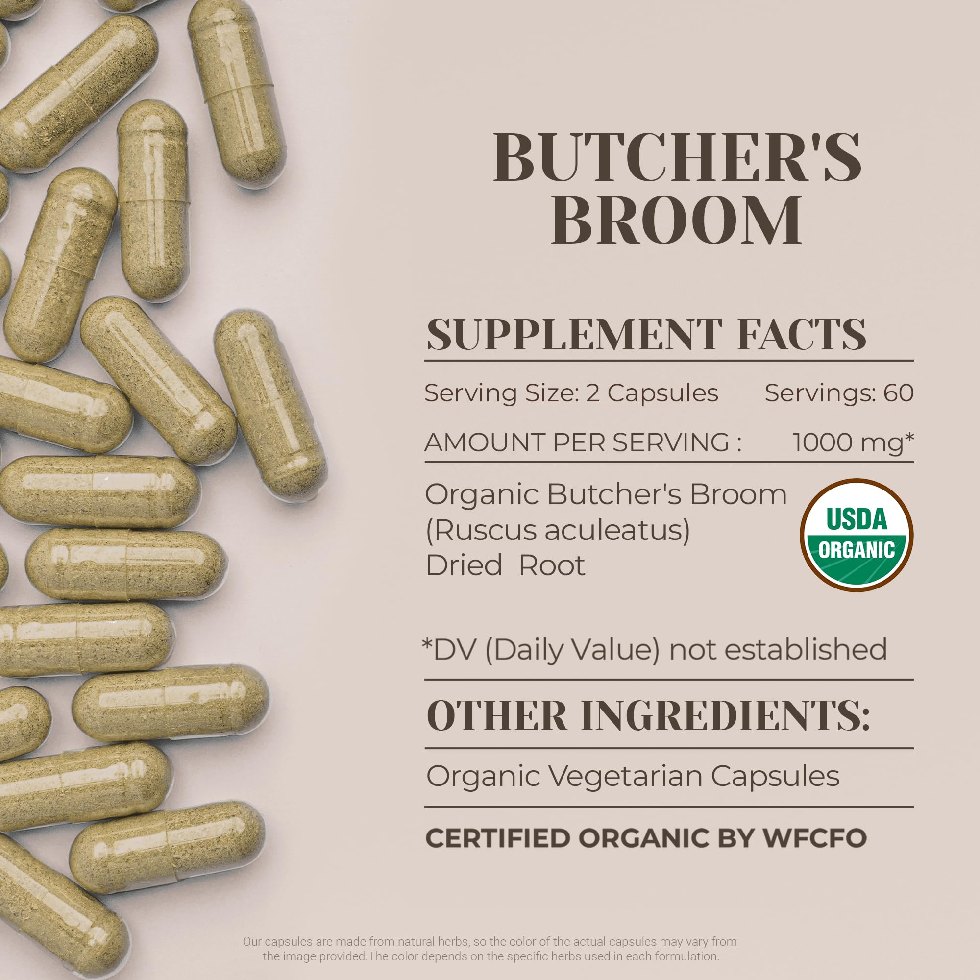 Garden Organics butcher's broom dried root emphasizes natural plant-based ingredient.