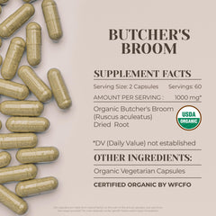 Garden Organics butcher's broom dried root emphasizes natural plant-based ingredient.