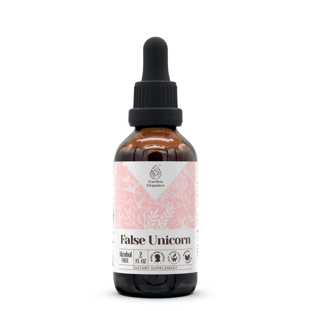 Garden Organics False Unicorn bottle with dropper for precise, alcohol-free dosing