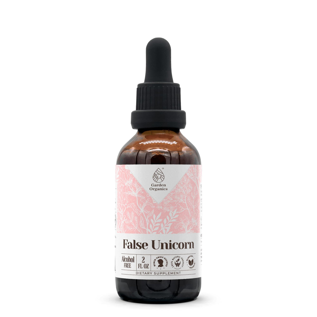 Garden Organics False Unicorn bottle with dropper for precise, alcohol-free dosing