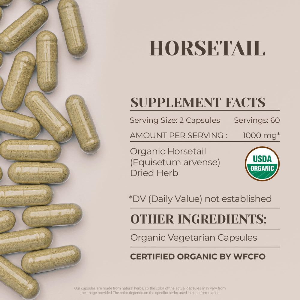Garden Organics Horsetail dried herb bundle image, emphasizing natural harvest from eco-friendly production.
