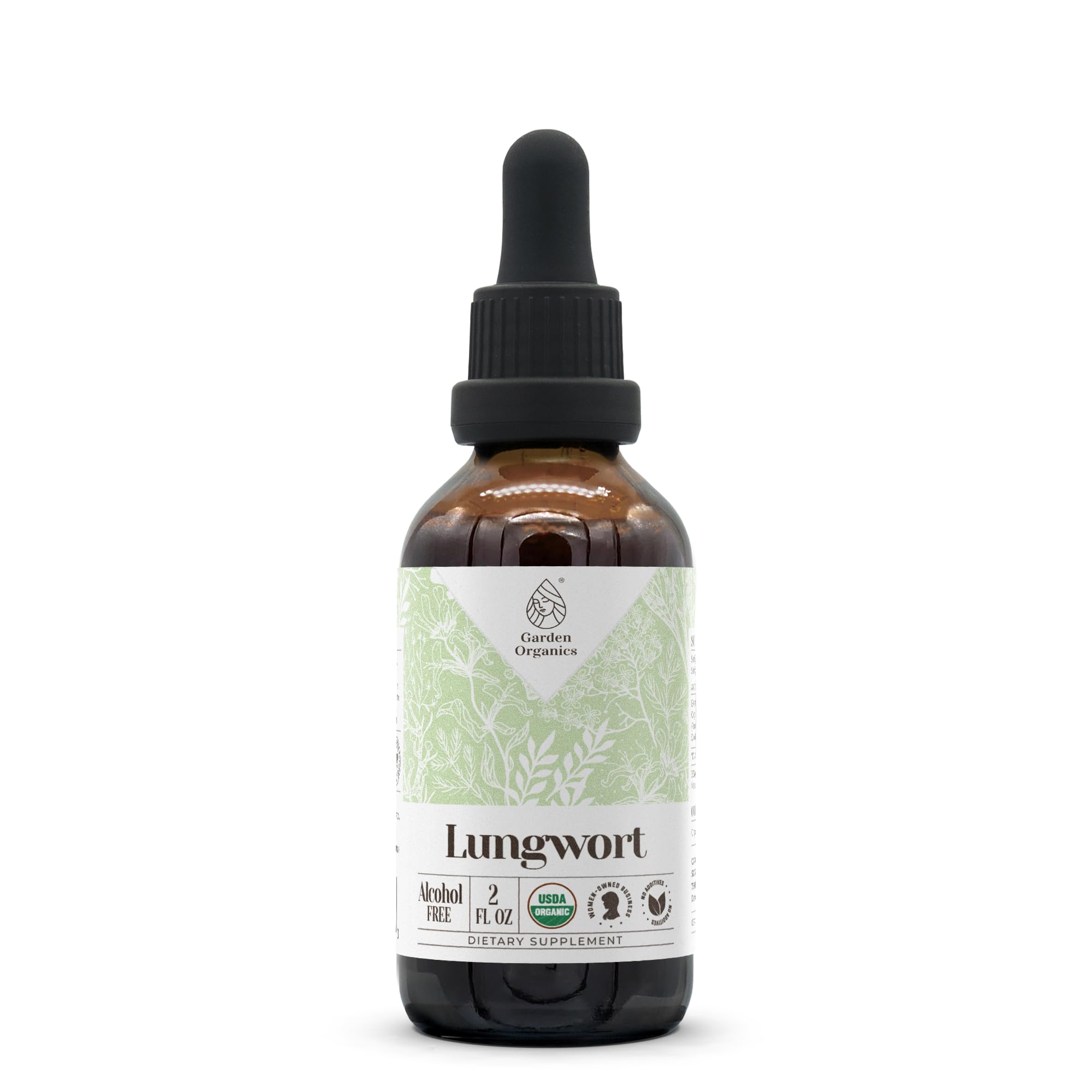 Garden Organics Lungwort extract bottle showing high-potency, organic tincture for daily wellness