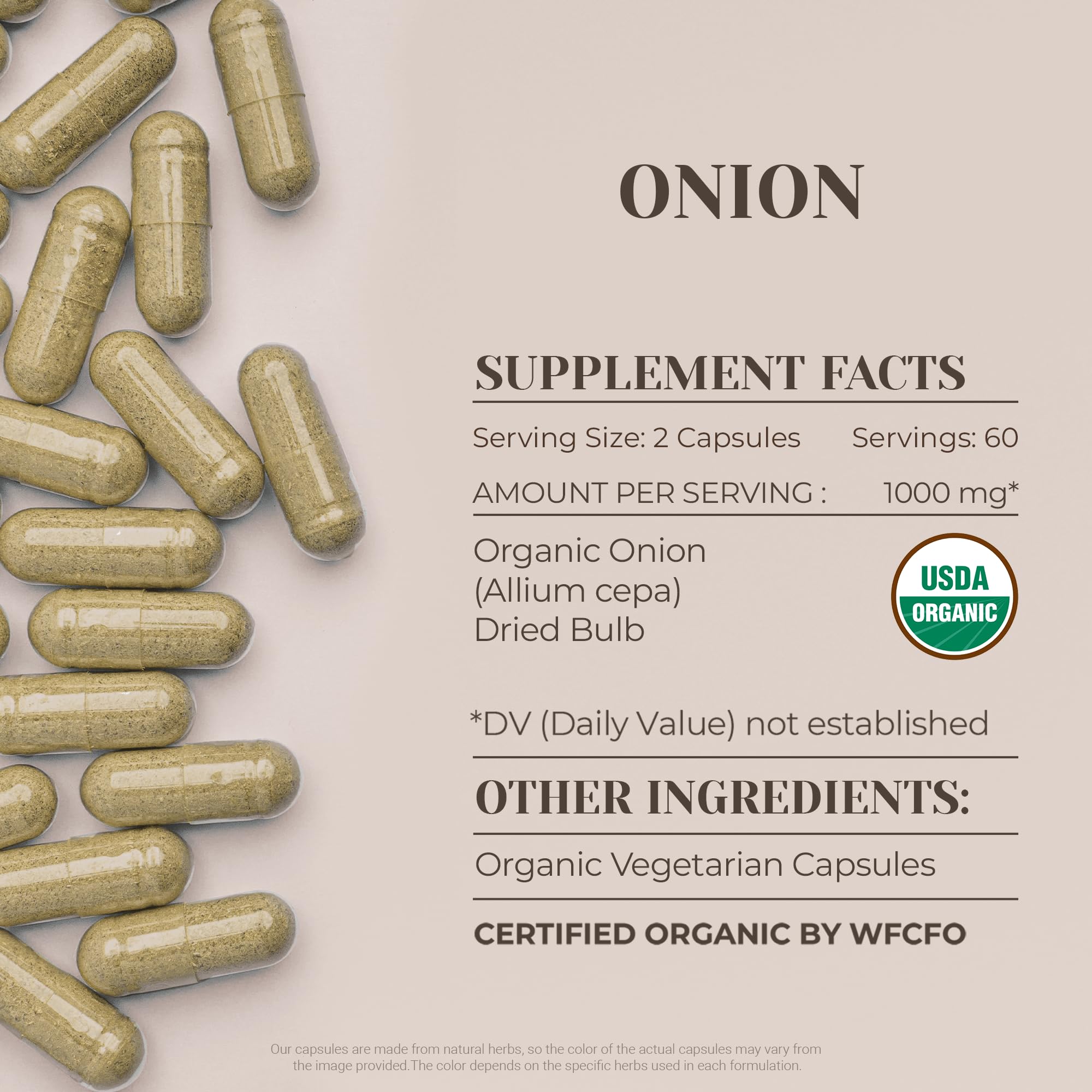 Garden Organics onion capsules close-up highlighting vegetarian capsules for plant-based routines