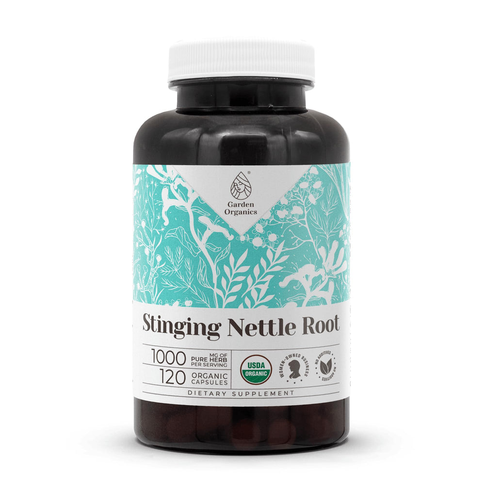 Garden Organics Stinging Nettle Root bottle front view for urinary health support