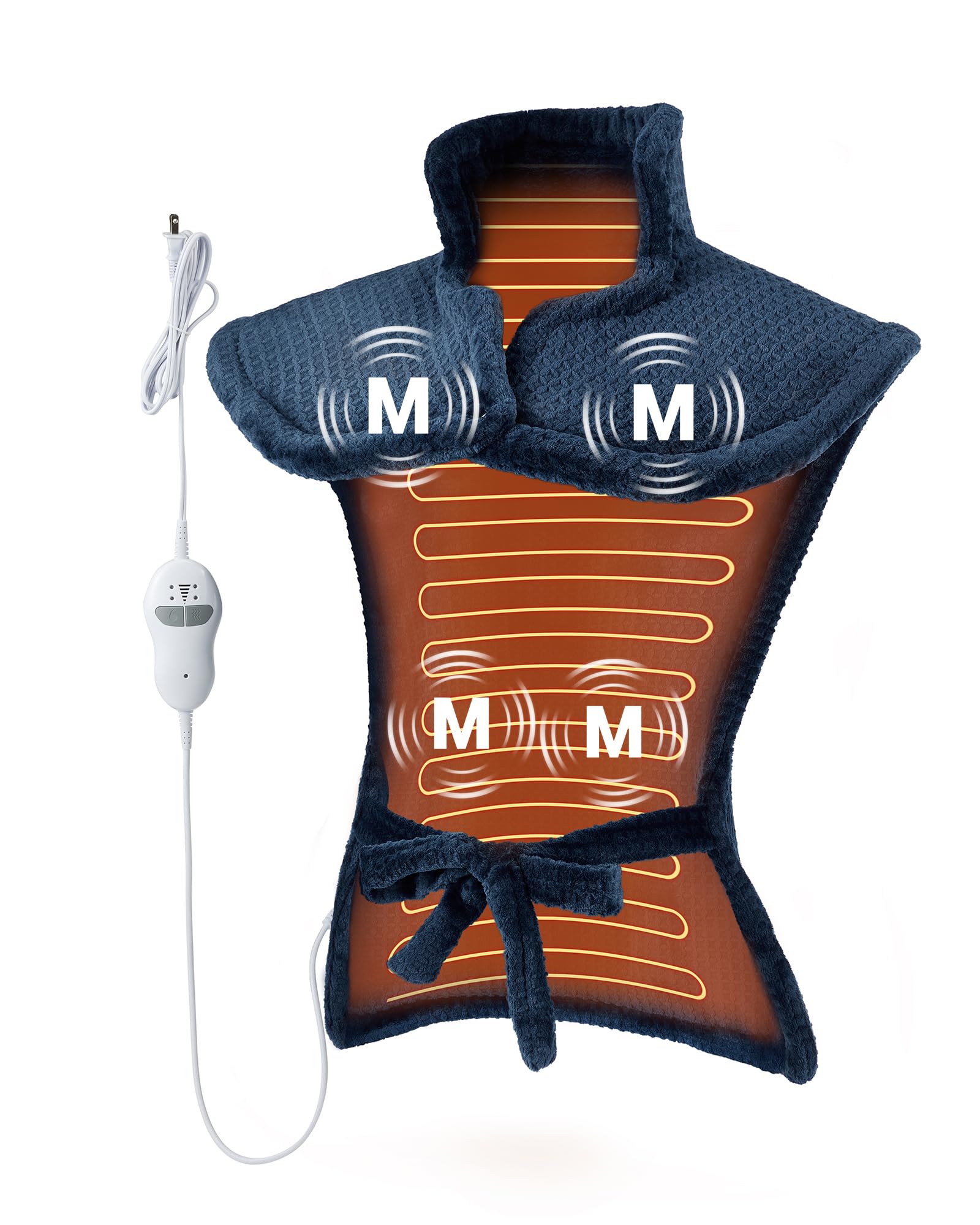 GarveeHome massaging heating pad with full coverage for neck, shoulders, and back.