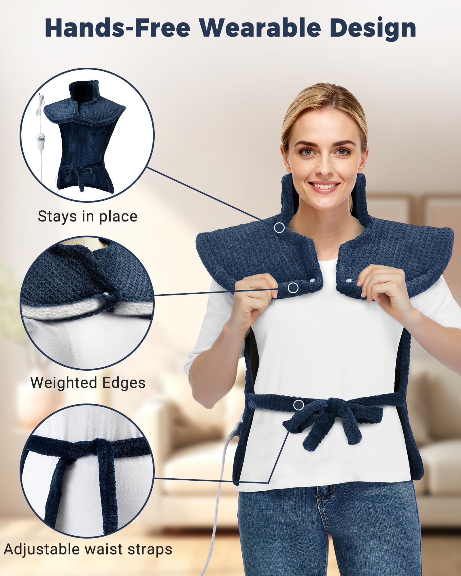 GarveeHome massaging pad using skin-friendly fabric for comfortable wear.