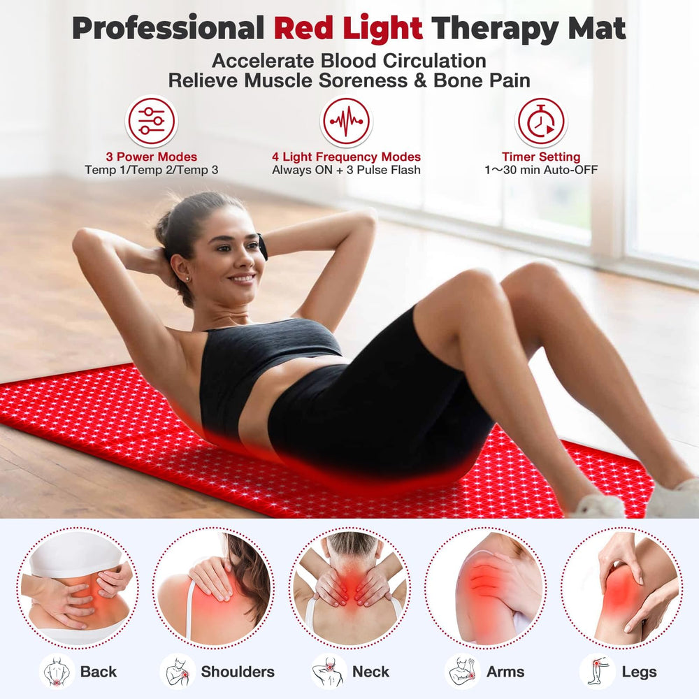 GarveeHome red light therapy mat LED close-up highlighting 1440 diodes