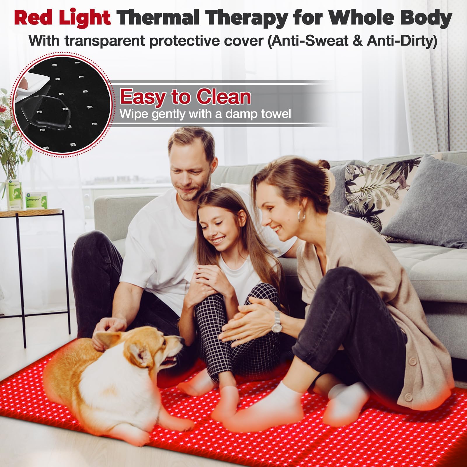GarveeHome red light therapy mat remote control for easy timed sessions