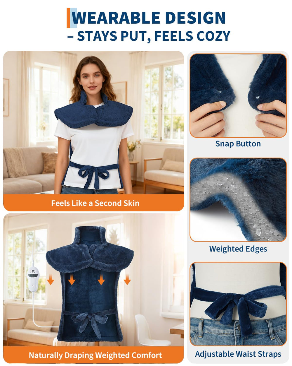 GarveeHome ultra-large 24x35 pad fits torso for full-back coverage